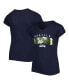 ფოტო #1 პროდუქტის Big Girls College Navy Seattle Seahawks Reverse Sequin Wordmark V-Neck T-shirt