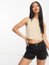 ASOS DESIGN dropped arm hole raw edge vest in neutral