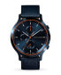 ფოტო #1 პროდუქტის Men's Blue Orange Chronograph Blue Leather Watch 42mm