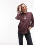 Topshop graphic archive long sleeve skater tee in plum