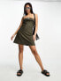 Фото #3 товара Urban Revivo bandeau mini dress with belt detail in khaki