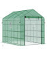 8' x 6' x 7' Walk-in Greenhouse with Mesh Door & Windows, 18 Shelf Hot House with Trellis, & Plant Labels, UV protective for Growing Flowers, Herbs, Vegetables, Saplings, Succulents, Green