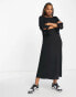 Monki tie sleeve smock midi dress in black Черный, 2XS - EU 32 - фото #3