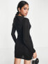 Фото #2 товара ASOS DESIGN slinky rib long sleeve mini dress with twist front in black