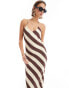 Фото #1 товара ASOS DESIGN satin halter back detail maxi dress in stripe