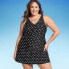 Фото #1 товара Lands' End Women's UPF 50 Tummy Control Polka Dot Surplice Swim Dress - Black 1X