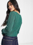 Фото #5 товара Hollister slim cropped cable knit cardigan in green