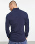 ASOS DESIGN half zip muscle fit sweatshirt in dark navy blue