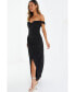 ფოტო #3 პროდუქტის Women's Ruched Bardot Wrap Maxi Dress