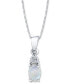 ფოტო #2 პროდუქტის Opal (1/3 ct. t.w.) & Diamond (1/20 ct. t.w.) 18" Pendant Necklace in 14k White Gold