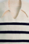 Фото #3 товара Свитер с полосками из вязаной ткани и вырезом ZARA