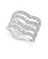 ფოტო #1 პროდუქტის Silver-Tone Crystal Wavy Multi-Row Ring, Created for Macy's