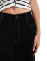 ASOS DESIGN cord cropped wide leg trouser with contrast stitch in black