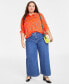 Фото #1 товара Trendy Plus Size Button-Front Crepe Shirt, Created for Macy's