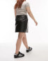 Фото #3 товара Topshop Curve leather look split detail mini skirt in black