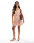 Фото #2 товара Miss Selfridge strappy button through mini dress in strawberry ditsy print