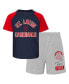 ფოტო #1 პროდუქტის Infant Boys and Girls Navy, Heather Gray St. Louis Cardinals Ground Out Baller Raglan T-shirt and Shorts Set