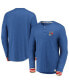 Фото #1 товара Men's Heathered Blue New York Rangers True Classics Henley Long Sleeve T-shirt