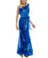 Фото #3 товара Women's Ruffled One-Shoulder Organza Gown