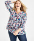 Фото #4 товара Plus Size Printed V-Neck Knit Tunic Top, Created for Macy's