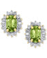 Peridot (1-1/10 ct. t.w.) & Diamond (1/4 ct. t.w.) Halo Stud Earrings in 10k Gold