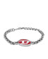 Фото #1 товара Men's Red Lacquer and Stainless Steel Chain Bracelet