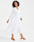 Фото #3 товара Women's Cotton Eyelet Tiered Midi Dress, Created for Macy's