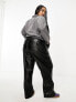 Noisy May Curve high waisted faux leather trousers in black