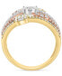 ფოტო #4 პროდუქტის EFFY® Diamond Round & Baguette Multirow Statement Ring (5/8 ct. t.w.) in 14k Tricolor Gold