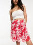 Фото #1 товара JDY frill detail mini skirt in red and pink floral