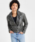 ფოტო #1 პროდუქტის Juniors' Distressed Asymmetric Moto Jacket, Created for Macy's