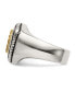 ფოტო #2 პროდუქტის Stainless Steel 14k Gold Accent Antiqued Cross on Shield Ring