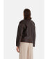 ფოტო #3 პროდუქტის Women's Genuine Leather Belted Biker Jacket,Nappa Brown