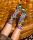 ფოტო #3 პროდუქტის Women's Mixed Sunflowers Black Sheer Sock