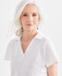 ფოტო #1 პროდუქტის Women's Linen Blend Polo Short-Sleeve Top, Created for Macy's