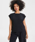 ფოტო #1 პროდუქტის Women's Pleated-Shoulder T-Shirt, Created for Macy's