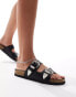 Фото #3 товара ASOS DESIGN Wide Fit Famous double strap western sandals in black