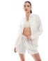 Фото #1 товара Vero Moda linen oversized shirt co-ord in white and brown stripe