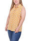 ფოტო #3 პროდუქტის Plus Size Sleeveless Notch Collar Button Front Blouse