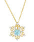Фото #1 товара Macy's blue Topaz Snowflake 18" Pendant Necklace (1 ct. t.w.) in Sterling Silver & 14k Gold-Plate