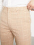 ASOS DESIGN super skinny wool mix smart trousers in camel window check