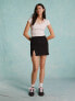 Фото #2 товара Miss Selfridge bengaline seam detail mini skirt in black