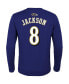 ფოტო #2 პროდუქტის Big Boys Lamar Jackson Purple Baltimore Ravens Mainliner Player Name and Number Long Sleeve T-shirt