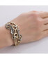 ფოტო #2 პროდუქტის Sterling Silver and Brass Women's Cuff Bracelet Floral Leaf Design Size Small - Large