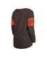 ფოტო #2 პროდუქტის Women's Brown Cleveland Browns Lace-Up Notch Neck Long Sleeve T-shirt