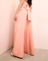 ASOS LUXE tailored wide leg trouser in peach