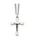 ფოტო #1 პროდუქტის Polished Black IP-plated Crucifix Pendant Curb Chain Necklace