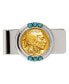 Фото #1 товара Денежник для мужчин American Coin Treasures с покрытием золотом, украшенный турквоизовой монетой Буйффалоникл