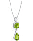 Фото #2 товара Peridot (3-5/8 ct. t.w.) & Diamond Accent Double Drop 18" Pendant Necklace in Sterling Silver