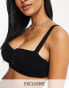 Фото #1 товара Wolf & Whistle Fuller Bust Exclusive underwire bikini top in black crinkle